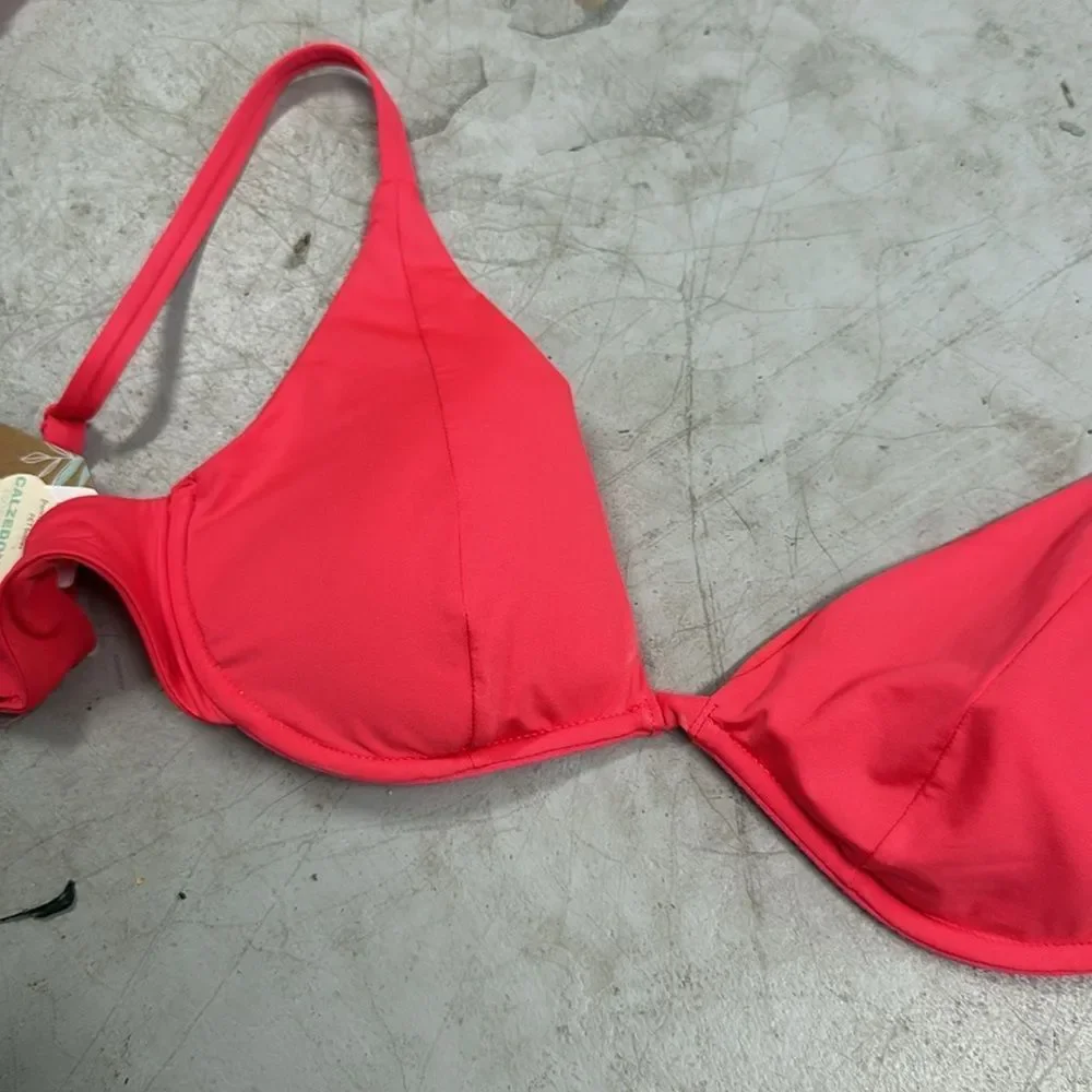 Bright Pink Bikini Top CALZEDONIA Underwire No Padding Adjustable Straps - NWT